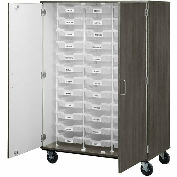 I.D. Systems 67'' Tall Dark Elm Mobile Storage Cabinet with 36 3'' Bins 80243F67020 538243F67020